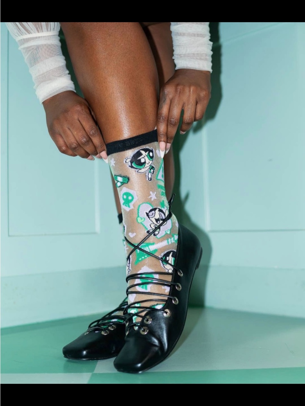 The Power Puff Girls Shimmer Sheer Sock. Price firm.